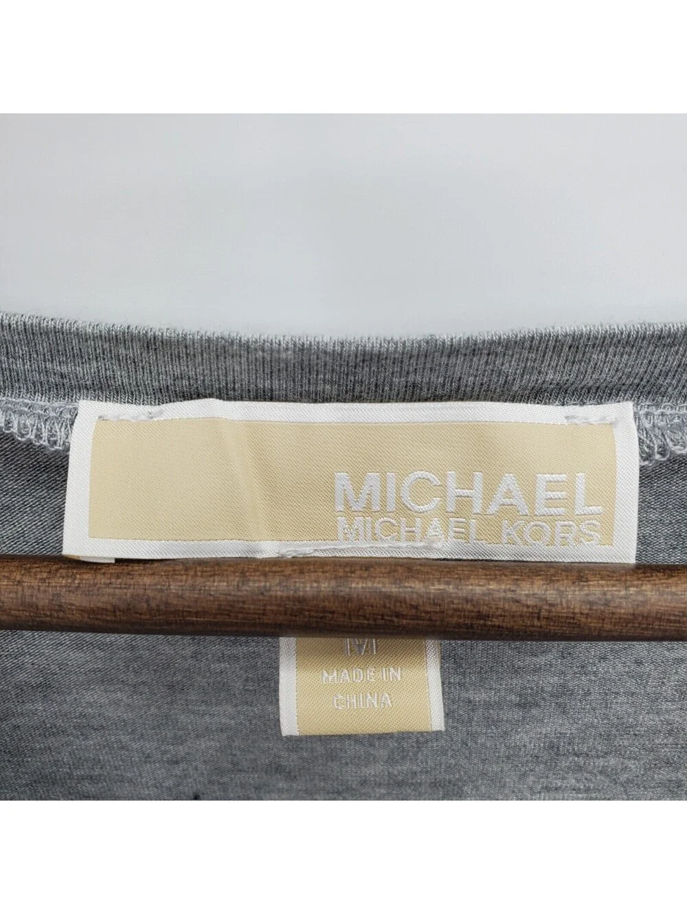 Micahel Kors Womens Sleeves Tunic Top Layered White Gray Jersey Knit Size Medium